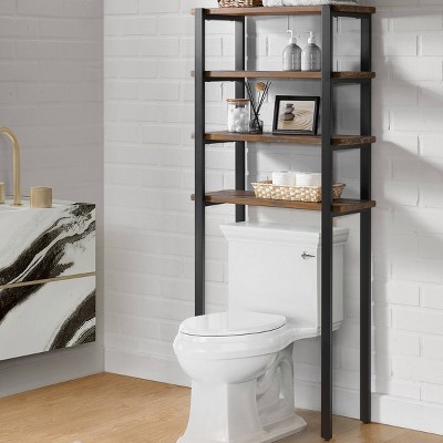 Pomona Black and Wood Over-the-Toilet 4-Shelf Storage