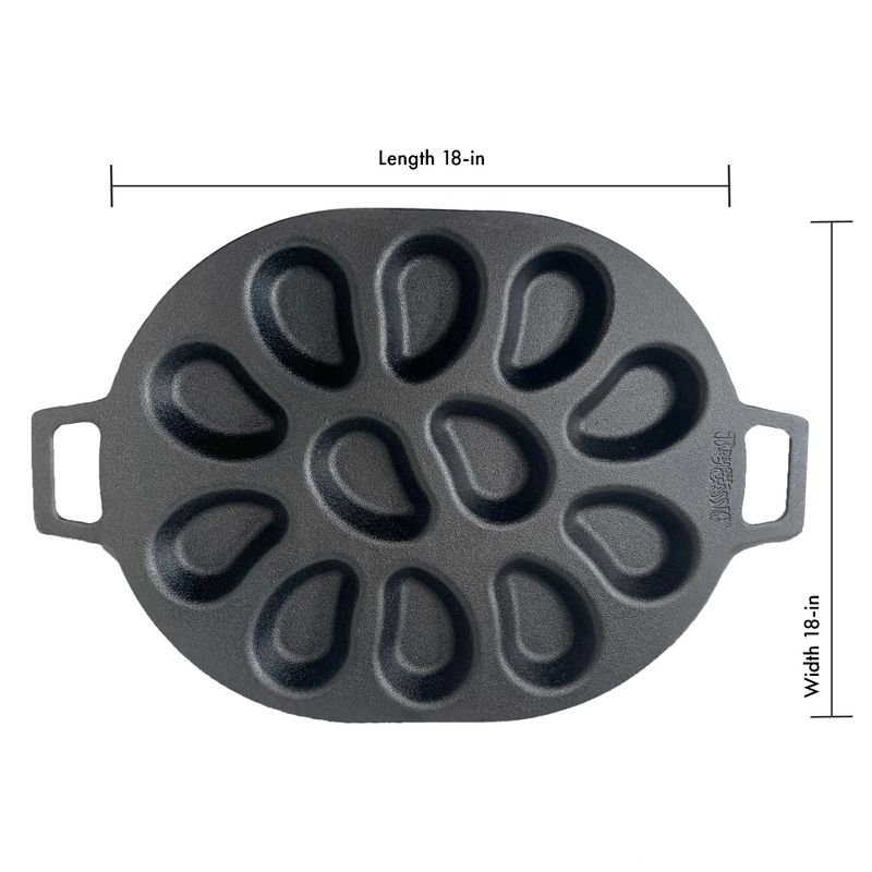 Bayou Classic 7413 Cast Iron 12 Shellfish Shaped Oyster Grill and Serve Kitchen Cooking Pan for Shucked or Half-Shell Seafood, Black, 6 of 8