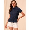 INSPIRE CHIC Women's Short Sleeve Button Down Peter Pan Collar Blouse - 3 of 4