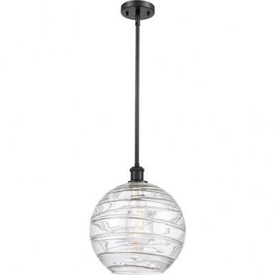 Athens Deco Swirl - 1 Light Stem Hung Mini Pendant In Industrial Style-15 Inches Tall and 12 Inches Wide