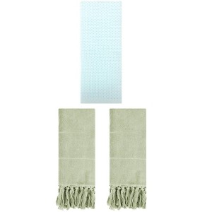 REGALWOVEN 3 Packs Cotton Soft Absorbent Tassels and Waffle Decorative Hand Towel - 1 of 4