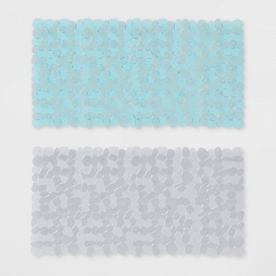 2pk Pebble Bath Mat Bundle Blue/Clear - Room Essentials™