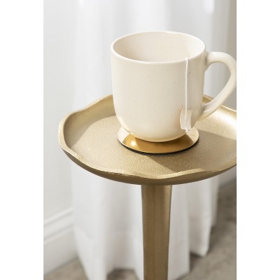 Alessia Gold Aluminum Round Drink Table with Deckled Edge