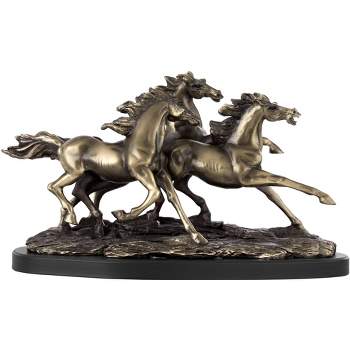 Kensington Hill Galloping Western Stallions 14" Wide Table Sculpture