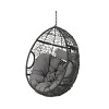 Outdoor Rattan Hanging Basket Chair,Modern Woven Swing Chair with Water Resistant Cushion,Hanging Chair for Patio or Balcony-Coolbibila - 3 of 4