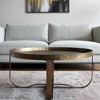 HomeRoots 30" Brass Steel Faux Croc Cross Legs Round Tray Style Coffee Table - 2 of 4