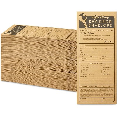 Okuna Outpost 200-Pack Kraft Key Drop Envelopes for After Hours Box, Car Mechanics (4.12 x 9.5 In)