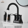 CASAINC 4 in. Centerset Double Handle High Arc Bathroom Sink Faucet Lavatory Faucet with Stainless steel Drain in Brushed Gold - 2 of 4