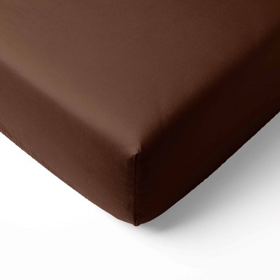 Bacati - Solid Chocolate Brown 100 percent Cotton Universal Baby US Standard Crib or Toddler Bed Fitted Sheet