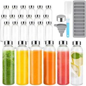 Glass Juice Bottles with Stainless Steel Lids, 18 oz Reusable Leak Proof Jars, Set of 6 - 1 of 4