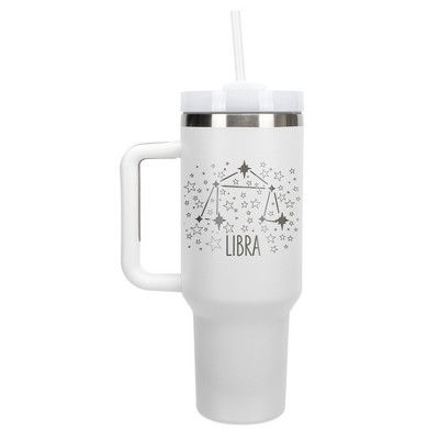 100 North Libra Zodiac Astrology Star Sign Wrap-Around 40 Oz. Stainless Steel Water Bottle Coffee Mug, Spill & Leak Resistant, Travel Tumbler with