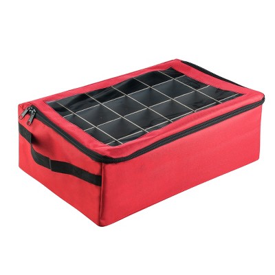 Hastings Home Ornament Storage Box Zippered Lid Organizer with 48 Individual Compartments and Dividers for Christmas Bulbs and Decorations