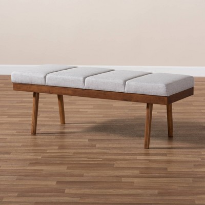 Larisa Beige and Walnut Brown Upholstered Wood Bench