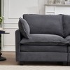 Modular Velvet U-Shaped 3-Seater Sectional Sofa with Ottoman & 2 Lumbar Pillows - 3 of 4