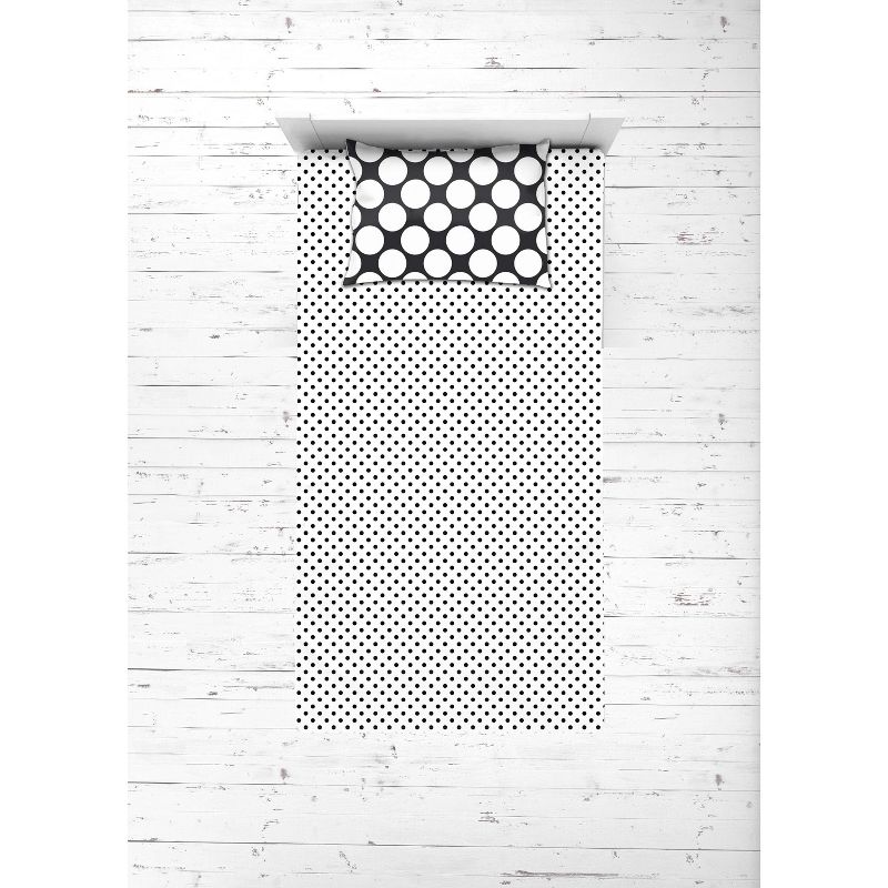 Bacati - Dots Pin Stripes Black White 3 pc Toddler Bed Sheet Set, 4 of 8