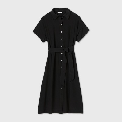 black button down dress with sleeves