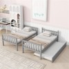 RISOKEYS Twin Over Twin Rubber Wood Bunk Bed with Trundle, Convertible into Twin Size Beds,Bunk Bed with Ladder and Safety Guardrails - 4 of 4