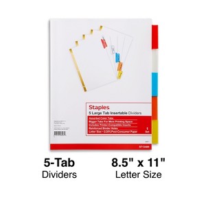 Staples Big Tab Paper Dividers 5-Tab Multicolor (13489/11121)  - 1 of 4