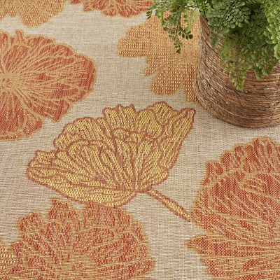 Coral Floral Flatwoven Synthetic 4' x 6' Area Rug