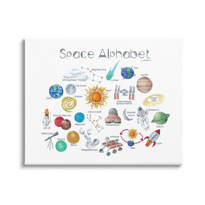 Stupell Industries Outer Space Educational Alphabet Kids Learning Chart Canvas Wall Art