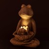 Sullivans 18.5" Stone-Finished LED Frog Fountain, Gray - 4 of 4