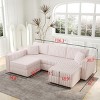 106" U-Shaped 5-Seater Modular Sofa with Storage Ottoman,Light Pink Removable Covers and Soft Foam for Living Room-Baofuwish - 4 of 4