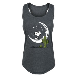 Women's - Peanuts - Snoopy Desert On Moon Graphic Racerback Tank - 1 of 4