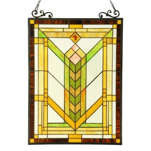 Chloe Lighting Barley Tiffany-Glass Mission Window Panel 18x24 - 1 of 3