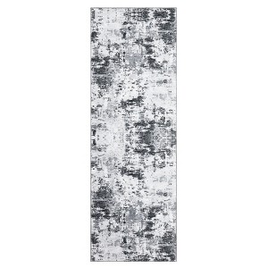 Modern Washable Area Rug - Neutral Abstract Design, Non-Slip Backing, Stain-Resistant Low Pile for Living Room, Bedroom & Office - 1 of 4