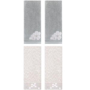 REGALWOVEN 4 Pcs 100% Cotton Floral Embroidered Soft Absorbent Decorative Hand Towel - 1 of 4