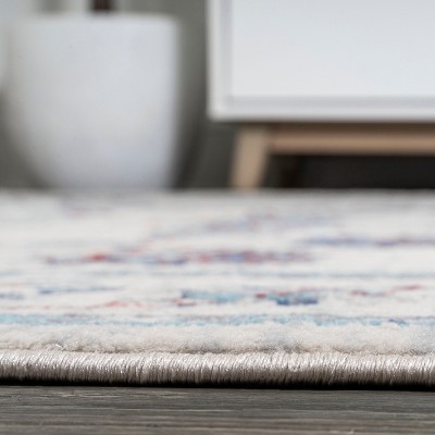 Elegant Vintage Persian-Inspired Ivory/Blue/Red Area Rug - 4' x 6'