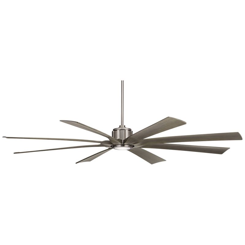 80" Possini Euro Design Defender Modern Indoor Outdoor Ceiling Fan with Dimmable LED Light Remote Brushed Nickel Oak Damp Rated for Patio Exterior, 5 of 10