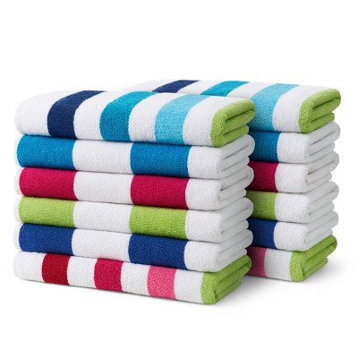 Ben Kaufman Cabana Stripe Beach & Pool Towel - Large Cotton Terry Beach Towel - Soft & Absorbant - Assorted Colors