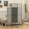 HOMCOM 3 Panel Room Divider, Folding Privacy Screen, 5.6' Room Separator, Wave Fiber Freestanding Partition Wall Divider, Dark Gray - 2 of 4