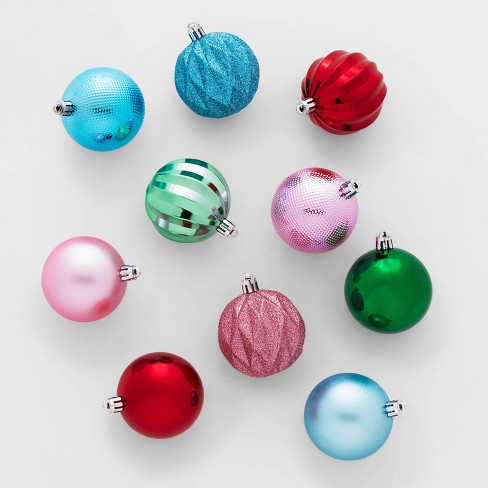 Shatter-resistant Round Christmas Tree Ornament Set 100pc Brights ...