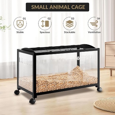 Large Chew-Proof Hamster Cage w/ Wheels, Metal Frame & Ventilated Acrylic - for Mice, Guinea Pigs & Gerbils