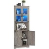 Coucheta Farmhouse Corner Hutch with Lights, Glass Doors & Adjustable Shelves, 67’‘ Tall, Warm Wood Finish - 2 of 4