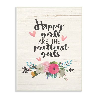 13"x0.5"x19" Happy Girls Prettiest Oversized Wall Plaque Art - Stupell Industries