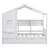 Wooden Kids House Bed With Sturdy Pinewood Frame, Modern Design for Child Play & Sleep with Storage and Trundle-Maison Boucle - 3 of 4