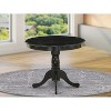 HomeStock 5-Piece Round Wire Brushed Black Finish Solid Wood Top Dining Table with 4 Parson Chair - 3 of 4
