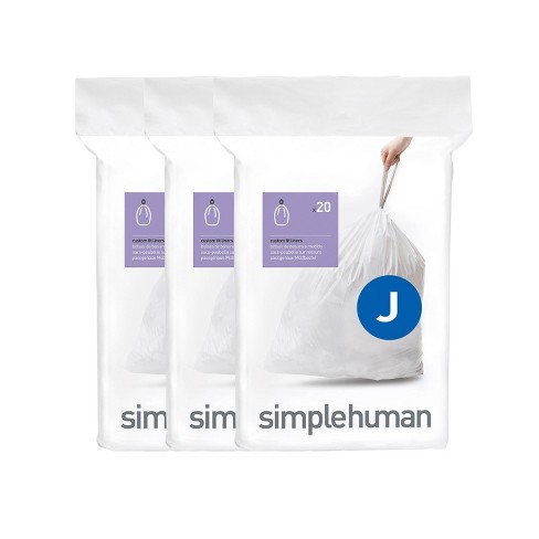 simplehuman 30L-45L 100ct Code J Custom Fit Trash Bags Liner White