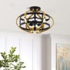 PAKOKULA 3-Light Black and Gold Open Cage Shade Semi-Flush Mount Ceiling Light - 3 of 4