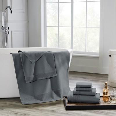 Carbon Gray Cotton Waffle-Rib 6-Piece Towel Set
