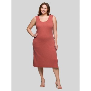 24seven Comfort Apparel Plus Size Fitted Sleeveless Side Slit Midi Dress - 1 of 4
