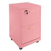 Lavish Home Rolling File Cabinet with Lock - 2 Drawer File Cabinet for Under Desk Storage - 2 of 4