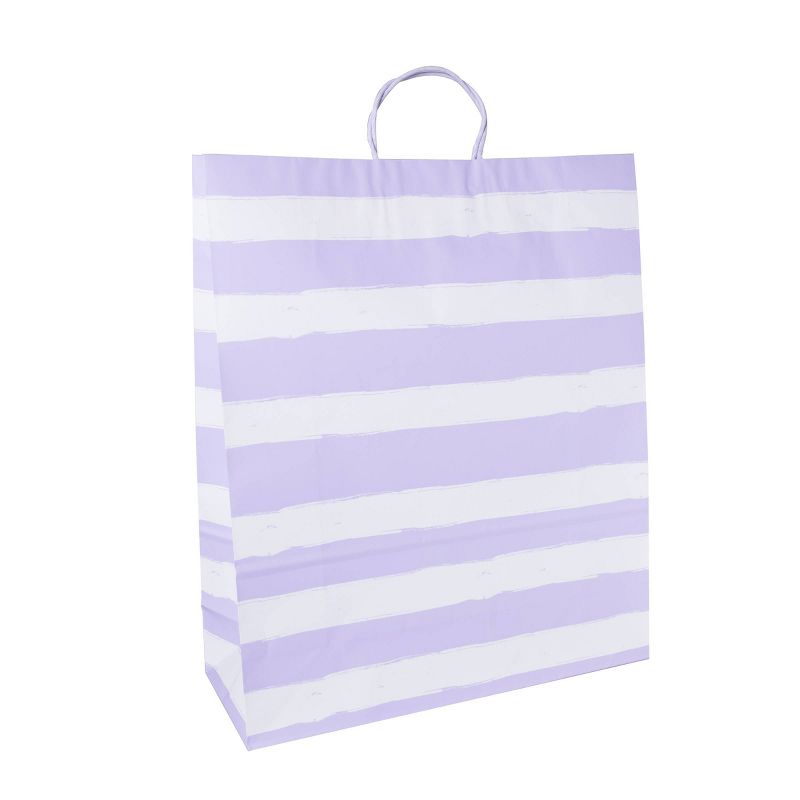 XLarge Striped Gift Bags Purple - Spritz&#8482;: Jumbo Birthday & Baby Shower, Fashionable Rope Handle, Printed Pattern, 1 of 2