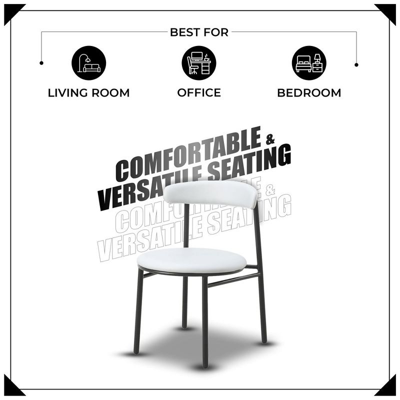 LeisureMod Lume Modern Dining Chair Upholstered in Polyester with Powder-Coated Metal Legs, Contemporary Accent Chair for Dining Room, Kitchen, Side Chair, 4 of 14
