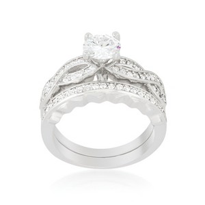 Slickblue Silver Tone Bridal Ring Set for Women, Infinity Twist with Clear Cubic Zirconia Stones, Sizes 5-10 - 1 of 4