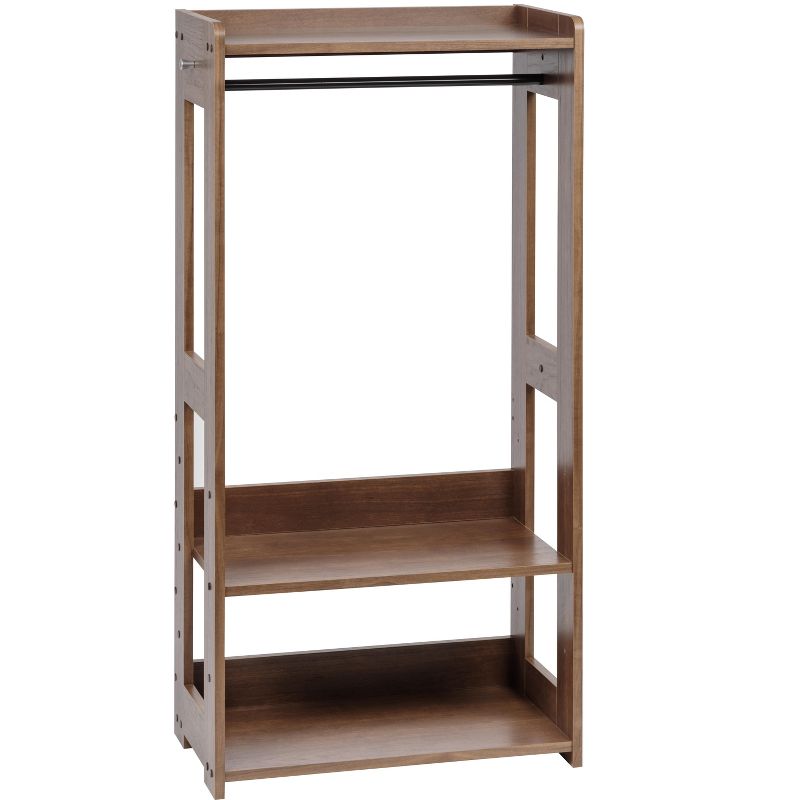 IRIS USA Small Wood Clothes Rack with 2 Tier Storage Shelf, Brown, 5 of 9