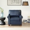 35.8" Burgundy Faux Leather Nail-Trimmed One Seat Sofa with Solid Wood Legs - 3 of 4